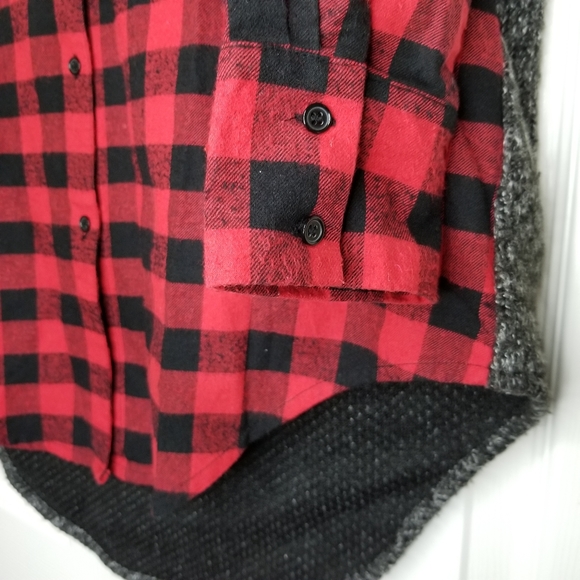 Maud Vivante‎ Buffalo Plaid Flannel With Knit Back Top Size: L - Picture 7 of 12